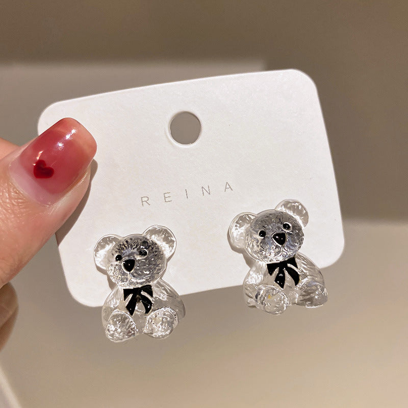 Transparent Bear Stud Earrings