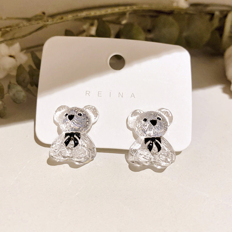 Transparent Bear Stud Earrings