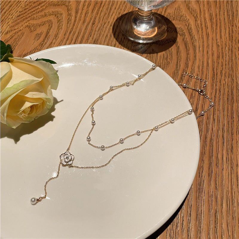 Double Chain Camellia Necklace