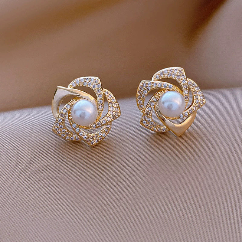 Flower Rhinestone Elegant Earrings