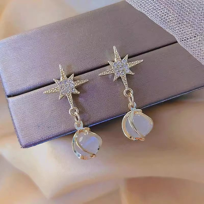 Emerald Turquoise Stone Earrings