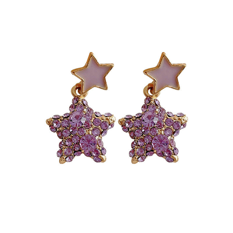 Purple Dual Star Earrings