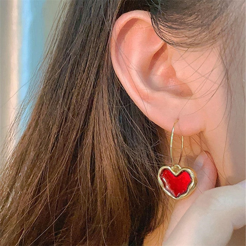 Cute Red Heart Earrings