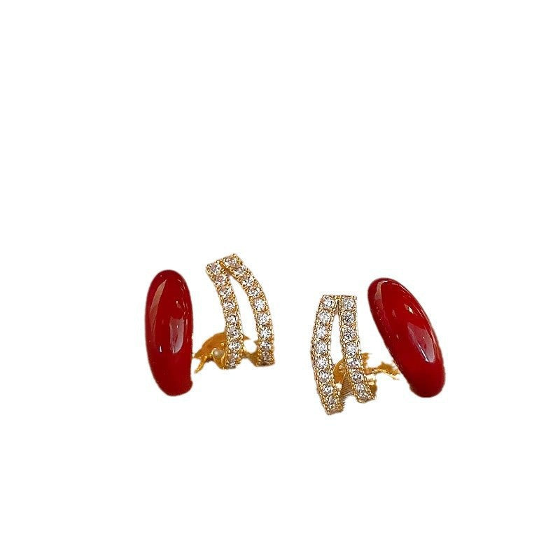 French Retro Style Multi-Layered Stud Drop Earrings
