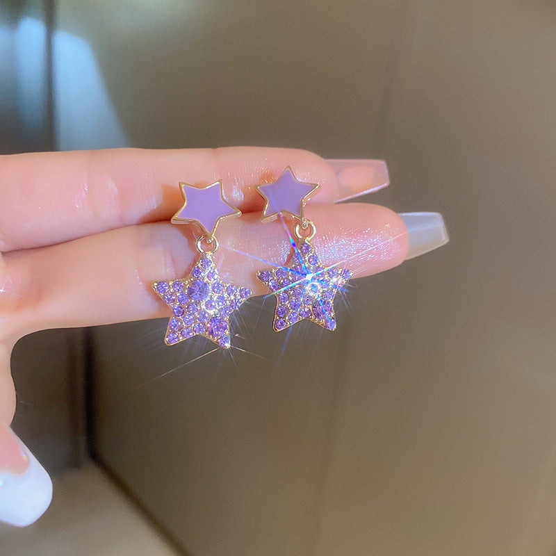 Purple Dual Star Earrings