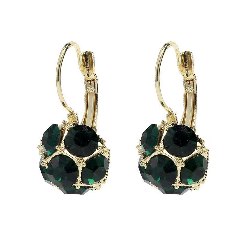 Green Crystal Ball Earrings