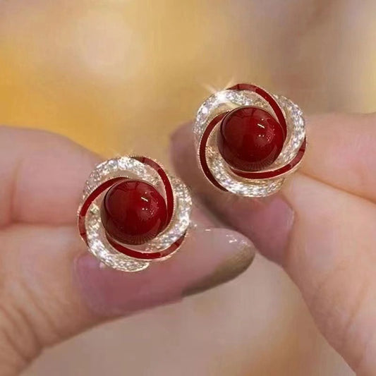 French Pearl Earrings (red)
