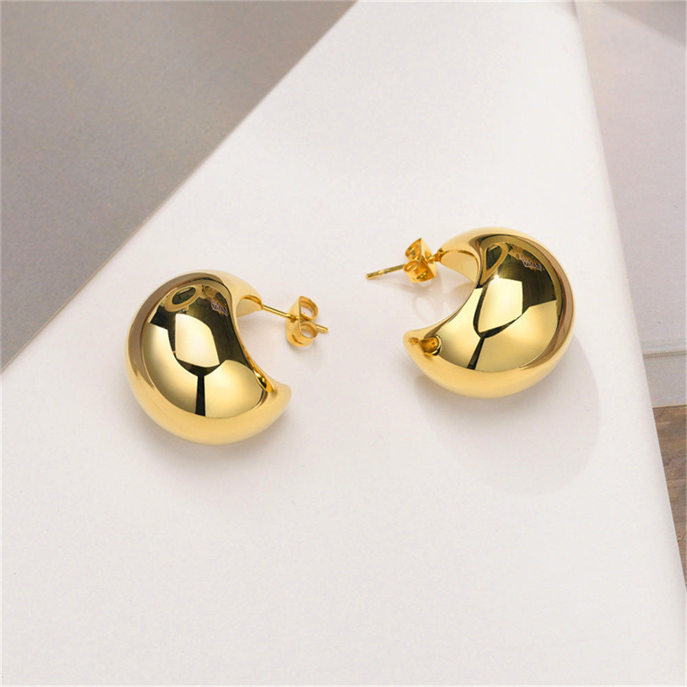 Gold Oval Teardrop Studs