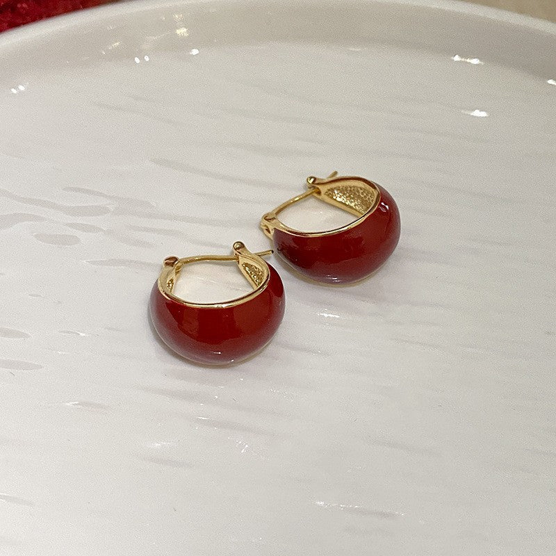 Red Dripping Oil Earrings
