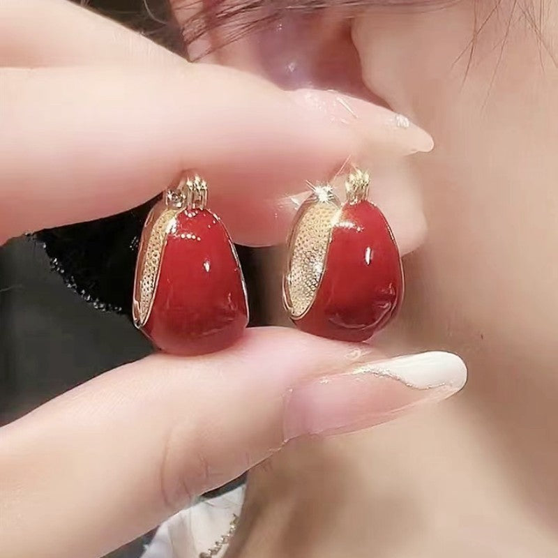 Red Dripping Oil Earrings