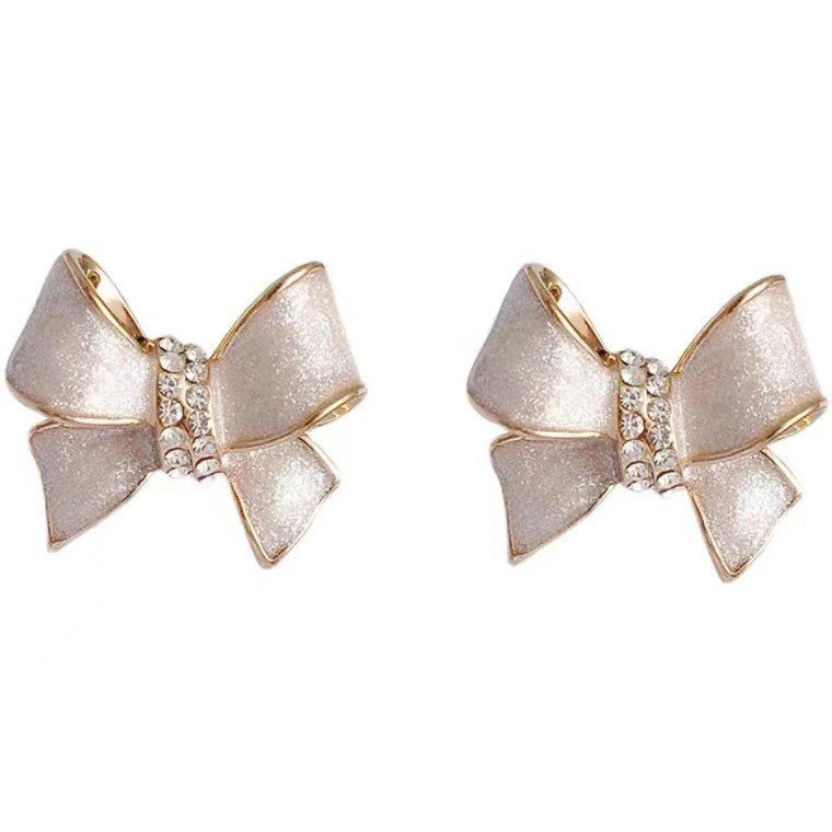 White Bow Knot Earrings