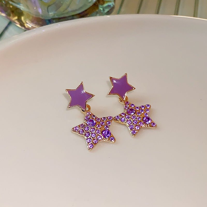 Purple Dual Star Earrings