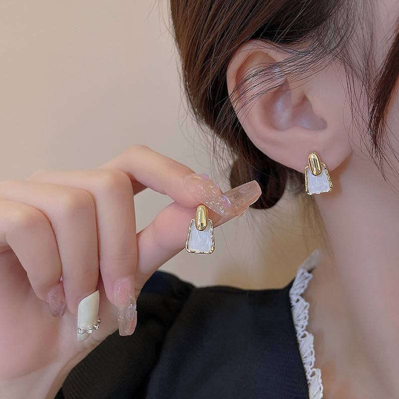 Simple Geometric White Earrings