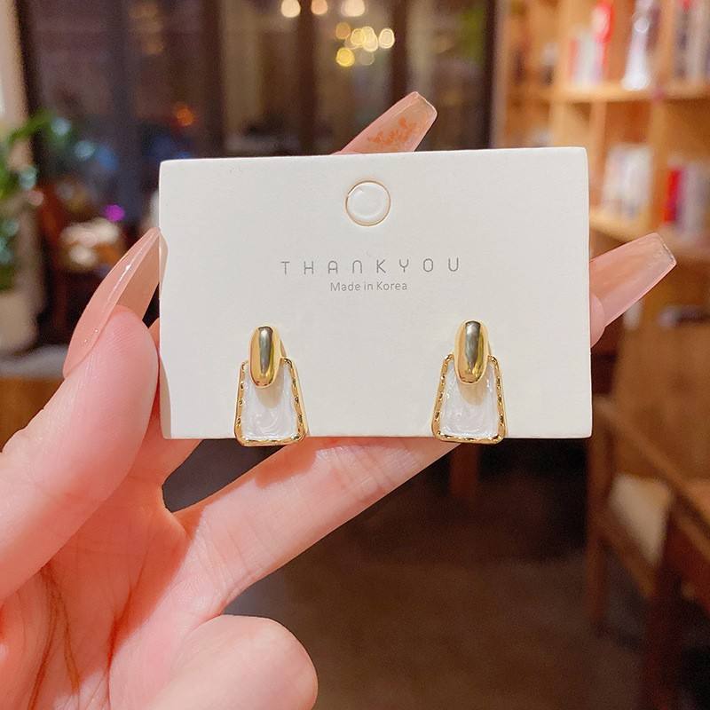 Simple Geometric White Earrings
