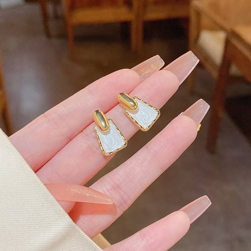 Simple Geometric White Earrings