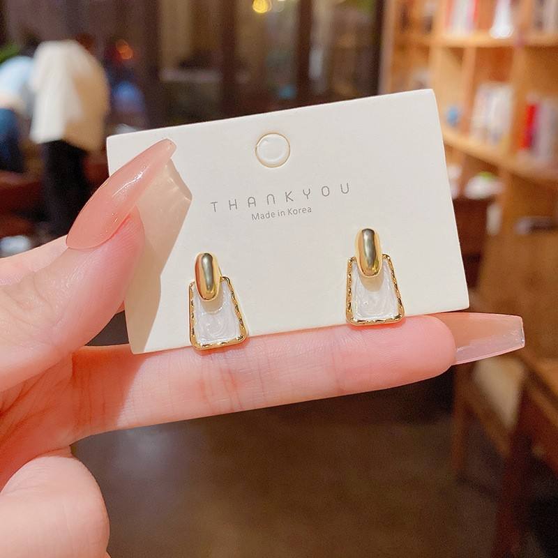 Simple Geometric White Earrings