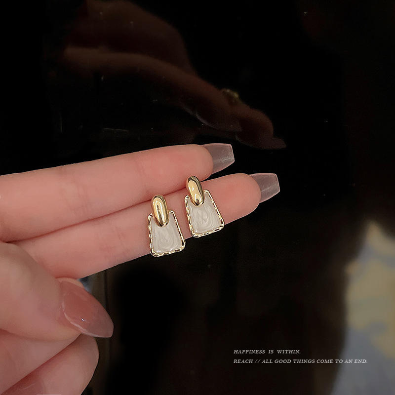 Simple Geometric White Earrings